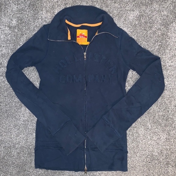 Hollister Tops - Hollister dark blue zip-up hoodie with no hood